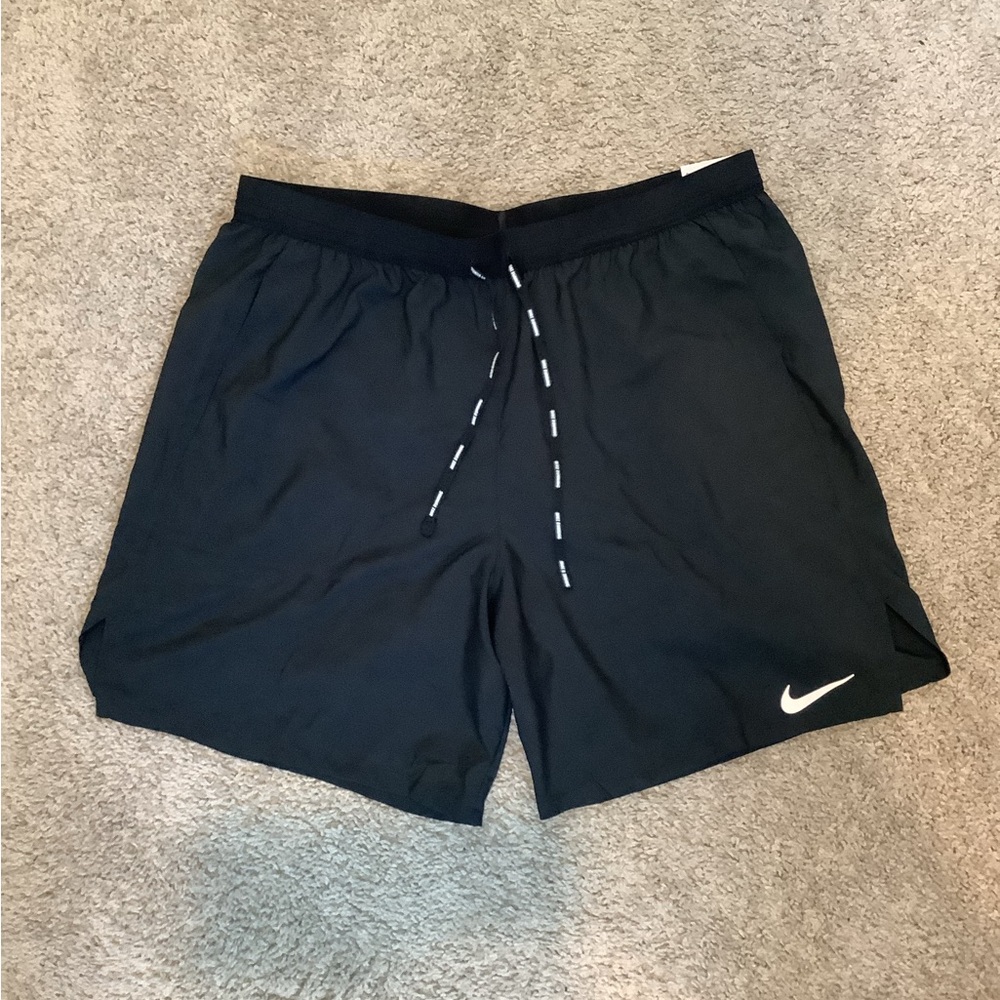 Nike Men's Black Athletic Shorts with White Logo